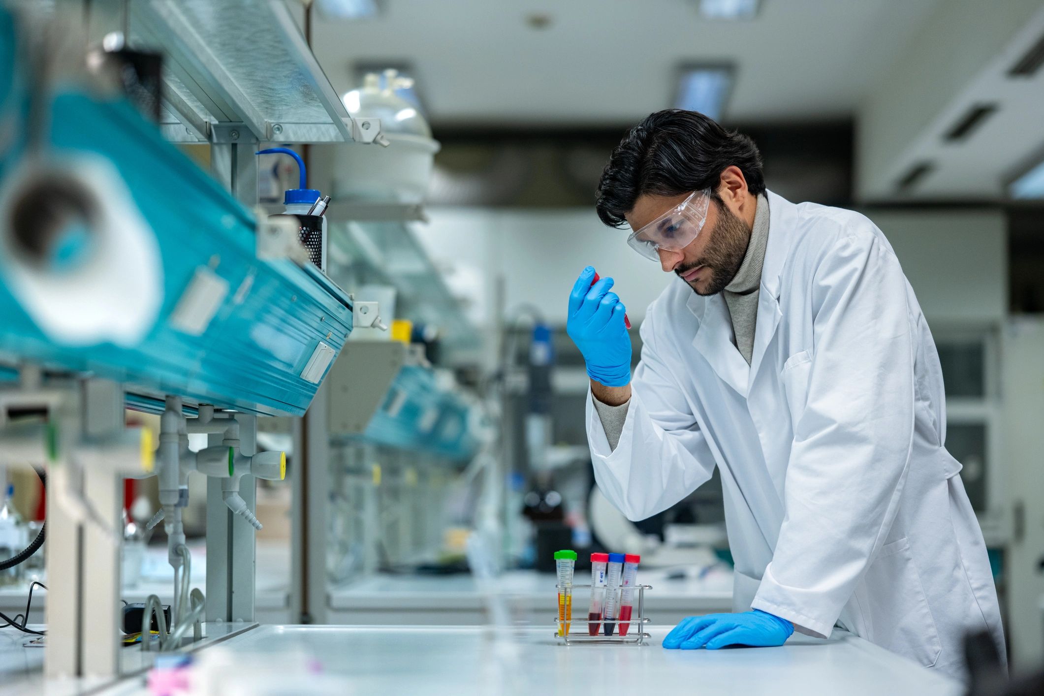 Scientist examining samples in a laboratory
